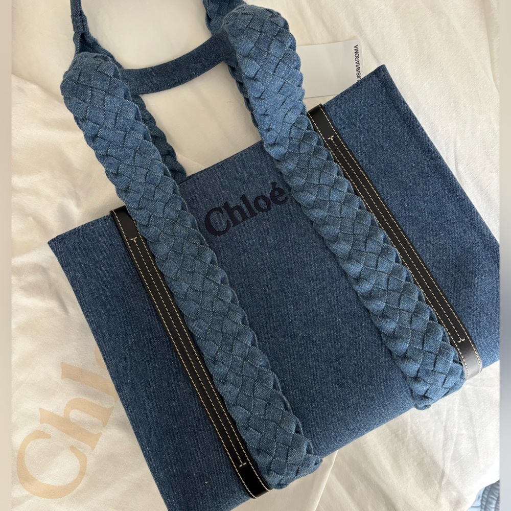 CHLOE WOODY DENIM TOTE
